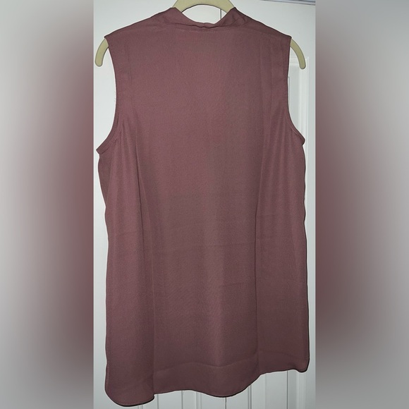 Belle by Kim Gravel dusty rose pink woven chiffon pleat  tank blouse Medium 300 - Picture 5 of 8